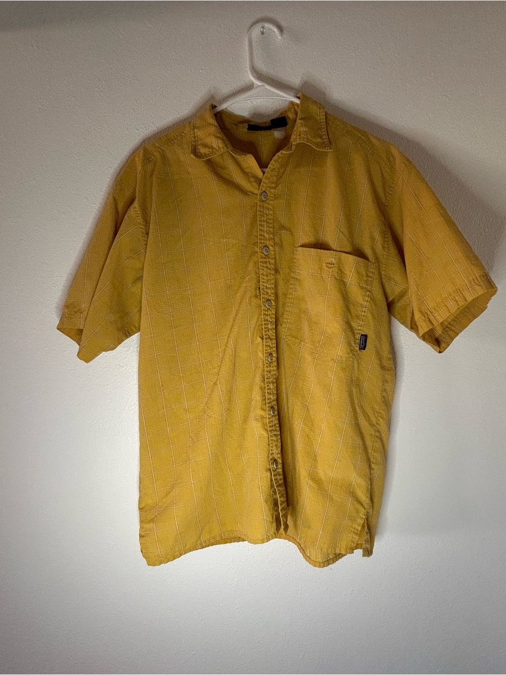 Patagonia Men's Short-Sleeve Button-Down Shirt in Mustard Yellow